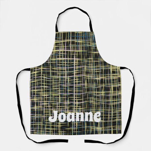 黄色のグリッド線アートパターン エプロン (正面)