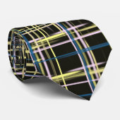 黄色のグリッド線アートパターン ネクタイ (ロール)