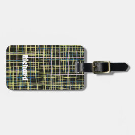 黄色のグリッド線アートパターン ラゲッジタグ