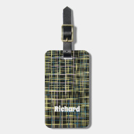 黄色のグリッド線アートパターン ラゲッジタグ