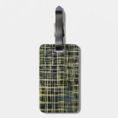 黄色のグリッド線アートパターン ラゲッジタグ (裏面縦)