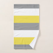 黄色のグレーと白のストライプパターン バスタオルセット (ハンドタオル)