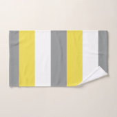 黄色のグレーと白のストライプパターン バスタオルセット (ハンドタオル)