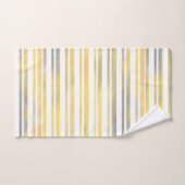 黄色のグレーと白のストライプ バスタオルセット (ハンドタオル)