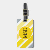 黄色のグレーのストライプ ラゲッジタグ (正面縦)