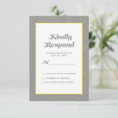 黄色のグレーパターン |幾何学的モダン抽象芸術 出欠カード (スタンド正面)