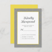 黄色のグレーパターン |幾何学的モダン抽象芸術 出欠カード (正面/裏面)