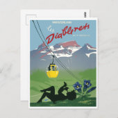 黄色のケーブルカーDiablerets山、ヴィンテージ ポストカード (正面/裏面)