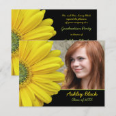 黄色のゲルバダイジー花の写真 卒業式 招待状 (正面/裏面)