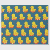 黄色のゴムのアヒルのシームレスなパターン。ヴィンテージ ラッピングペーパー (フラット)