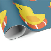 黄色のゴムのアヒルのシームレスなパターン。ヴィンテージ ラッピングペーパー (ロールコーナー)