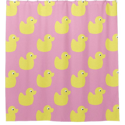 黄色のゴムダッキー（アヒルちゃん） シャワーカーテン (正面)