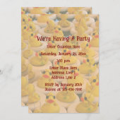黄色のゴムダック楽しいパーティー 招待状 (正面/裏面)