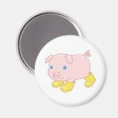 黄色のゴムブーツの可愛い子豚V2 マグネット (正面/裏面)