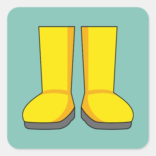 黄色のゴムレインブーツ スクエアシール (正面)