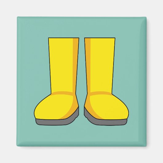 黄色のゴムレインブーツ マグネット (正面)