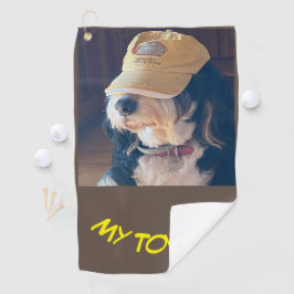 黄色のゴルフキャップ写真のベルネドードル犬 ゴルフタオル