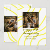 黄色のゴールデン写真 30周年 結婚記念日 名前 ポストカード (正面/裏面)