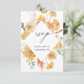 黄色のゴールドの花柄の食事 RSVP (スタンド正面)