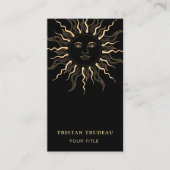 黄色のゴールド ブラックサン ムーン 天体 名刺 (正面)