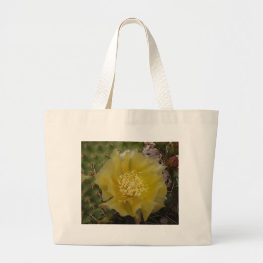 黄色のサボテンの花 ラージトートバッグ (正面)