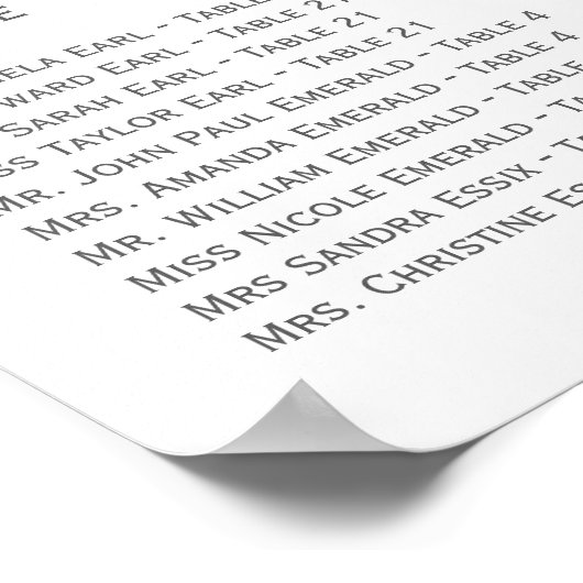 黄色のサンゴの水色の写真結婚のシーティングチャート ポスター (角)