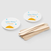 黄色のサンブルー星ハッピーバースデー追加の名前文字 ハンドファン (組立なし)