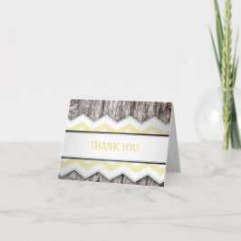 黄色のシェブロンと木のヴィンテージ風感謝カード サンキューカード