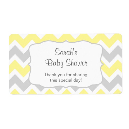 黄色のシェブロンの水のボトルまたはカスタマイズ好意 ラベル (正面)