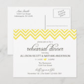 黄色のシェブロンリハーサルディナー招待状ポストカード インビテーションポストカード (正面/裏面)