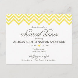 黄色のシェブロンリハーサルディナー招待状ポストカード インビテーションポストカード