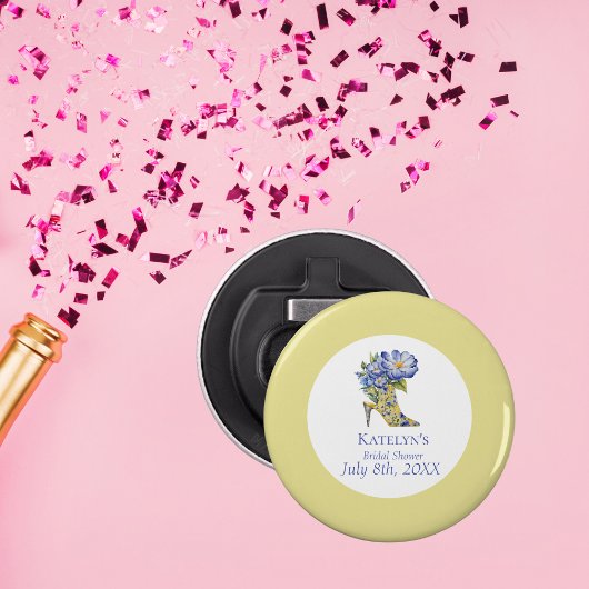 黄色のシノワズリーハイヒール靴 ブライダルシャワー 栓抜き