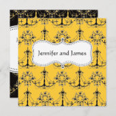 黄色のシャンデリア Save The Date 発表 招待状 (正面/裏面)