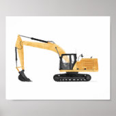 黄色のショベル子供部屋インテリア ポスター (正面)
