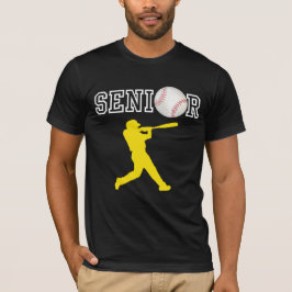 黄色のシルエットのシニア野球選手 Tシャツ