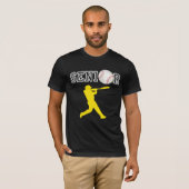 黄色のシルエットのシニア野球選手 Tシャツ (正面フル)