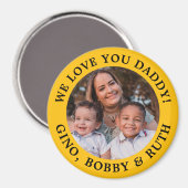 黄色のシンプルメッセージアーチ型文字と写真 マグネット (正面/裏面)