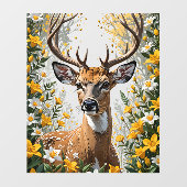 黄色のジェサミンに囲まれた白尾の鹿 ウィンドウサイン (シート)