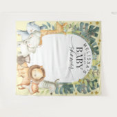 黄色のジェンダーニュートラルなサファリ ベビーシャワーの背景 タペストリー (正面(横))