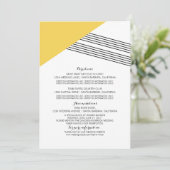 黄色のジオメトストライプリ情報カード 招待状 (スタンド正面)