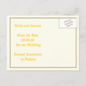 黄色のジャスミンの花の結婚式の日付を保存 案内ポストカード (裏面)