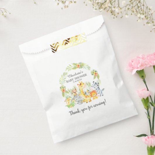 黄色のジャングル動物の赤ちゃんシャワー好意バッグ フェイバーバッグ (封をした状態)