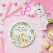 黄色のジャングル動物ベビーシャワー7"プレート ペーパープレート (パーティー)