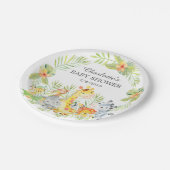 黄色のジャングル動物ベビーシャワー7"プレート ペーパープレート (アングル)