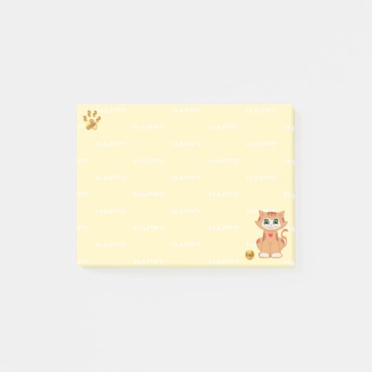 黄色のジンジャータビー子猫のキャラクター ポストイット (正面)