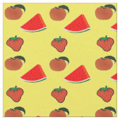 黄色のスイカ、イチゴ、桃 ファブリック (クローズアップ)