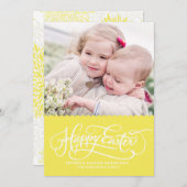 黄色のスクお洒落リプトハッピーイースターフォトカード シーズンカード (正面/裏面)