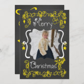 黄色のスクロカスタマイズール写真ホリデーカード シーズンカード (正面/裏面)