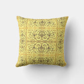黄色のスクロールワークパターン クッション (裏面)