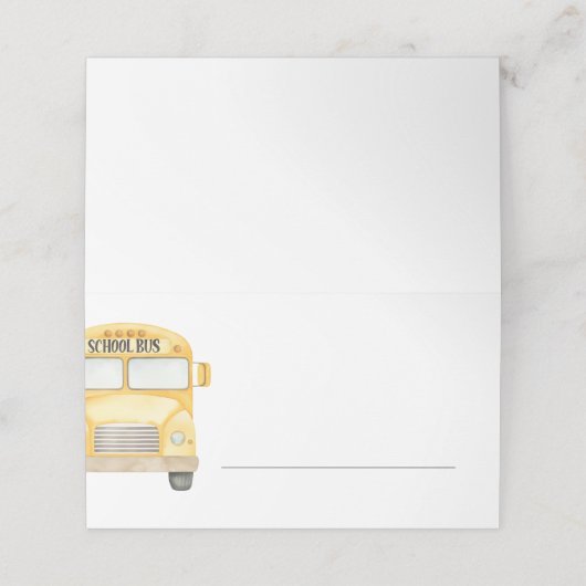 黄色のスクールバスがビュッフェを埋める プレイスカード (外部開封)
